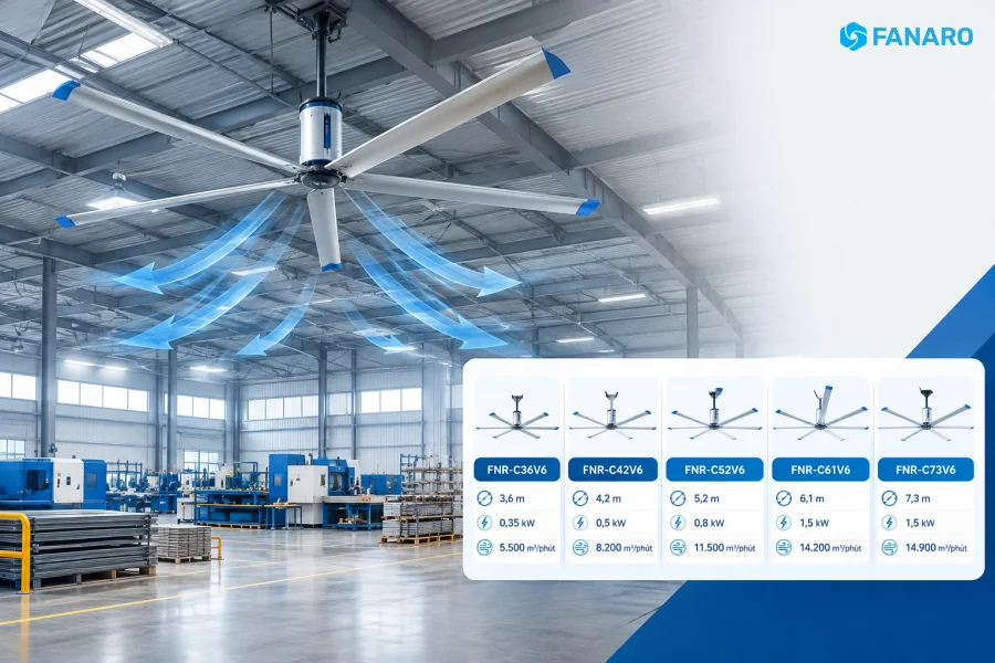 FANARO Cung Cấp Quạt Trần Công Nghiệp Tại Hải Phòng Chính Hãng